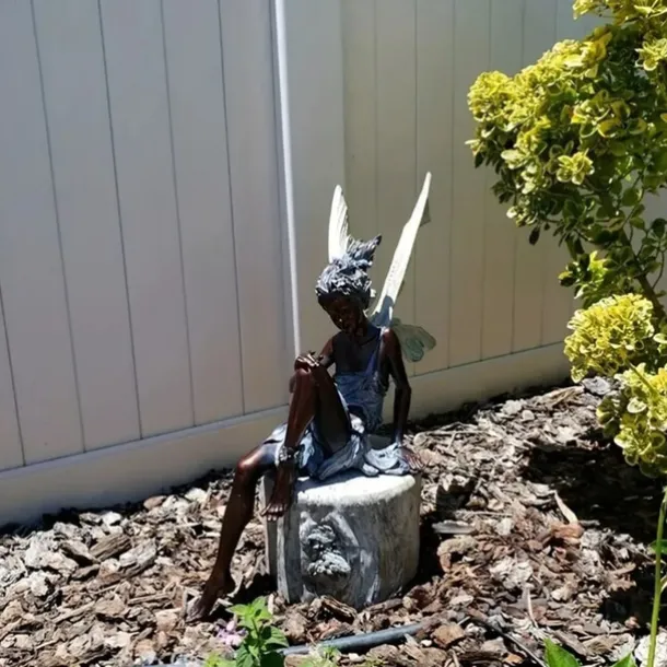 Fairy Statue Angel Fairy Statue, Garden Antique Resin, Realistic Decoration, Family Table Decoration, Garden, Lawn, Courtyard, Porch, Courtyard, Outdoor Decoration