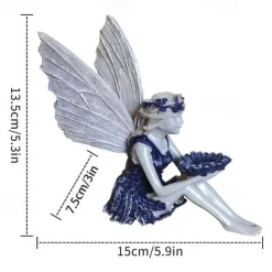 Fairy Statue,Fairy Angel Crafts, Resin Garden Sculpture Butterfly Wings Flower Elf Outdoor Decoration, For Home Decor Patio Lawn