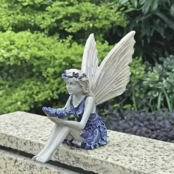 Fairy Statue,Fairy Angel Crafts, Resin Garden Sculpture Butterfly Wings Flower Elf Outdoor Decoration, For Home Decor Patio Lawn