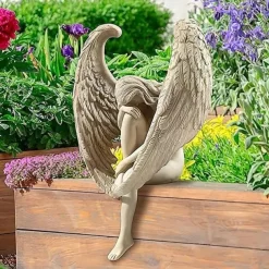 Fairy Statue,Sorrow Angel Statue Crafts, Pure White Love Angle With Wings Sculpture Ornaments, For Home Decor Bedroom Office Garden Tabletop