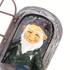 Fairy Tale Playful Goblin Garden Resin Decoration Statue Decoration, Garden Weatherproof Garden Statue, Tree Window Resin Garden Statuette Garden Decoration