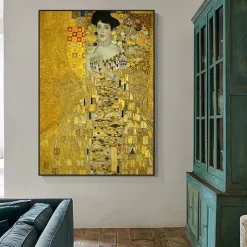 Famous Gustav Klimt Wall Art Canvas The Kiss Adele Bloch Bauer Prints and Posters Pictures Decorative Fabric Painting For Living Room Pictures No Frame