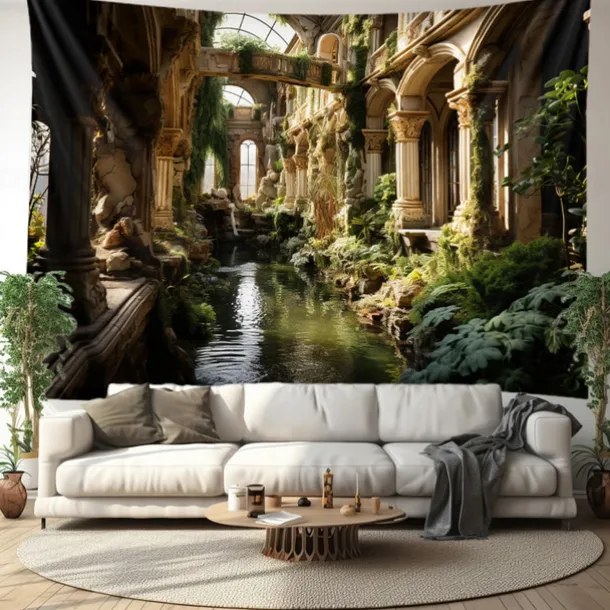 Fantasy Broken Castles Hanging Tapestry Wall Art Large Tapestry Mural Decor Photograph Backdrop Blanket Curtain Home Bedroom Living Room Decoration