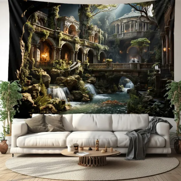 Fantasy Broken Castles Hanging Tapestry Wall Art Large Tapestry Mural Decor Photograph Backdrop Blanket Curtain Home Bedroom Living Room Decoration