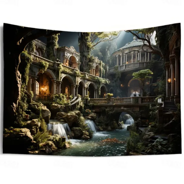 Fantasy Broken Castles Hanging Tapestry Wall Art Large Tapestry Mural Decor Photograph Backdrop Blanket Curtain Home Bedroom Living Room Decoration