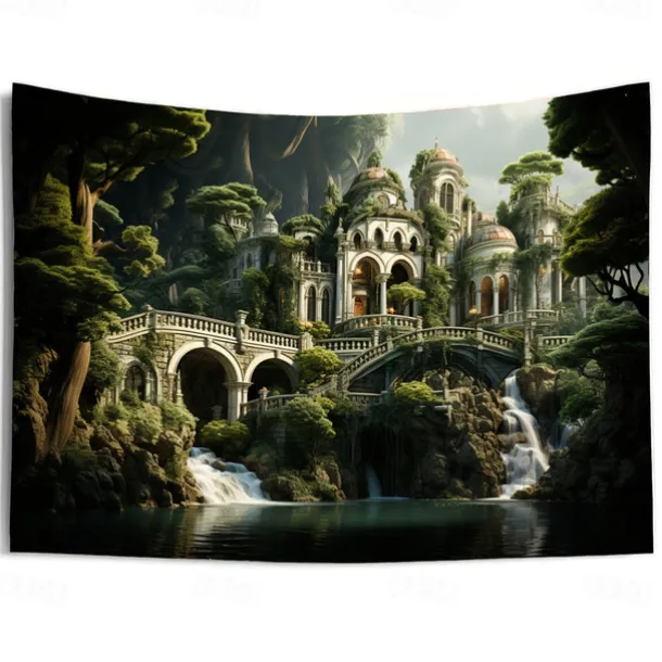 Fantasy Broken Castles Hanging Tapestry Wall Art Large Tapestry Mural Decor Photograph Backdrop Blanket Curtain Home Bedroom Living Room Decoration