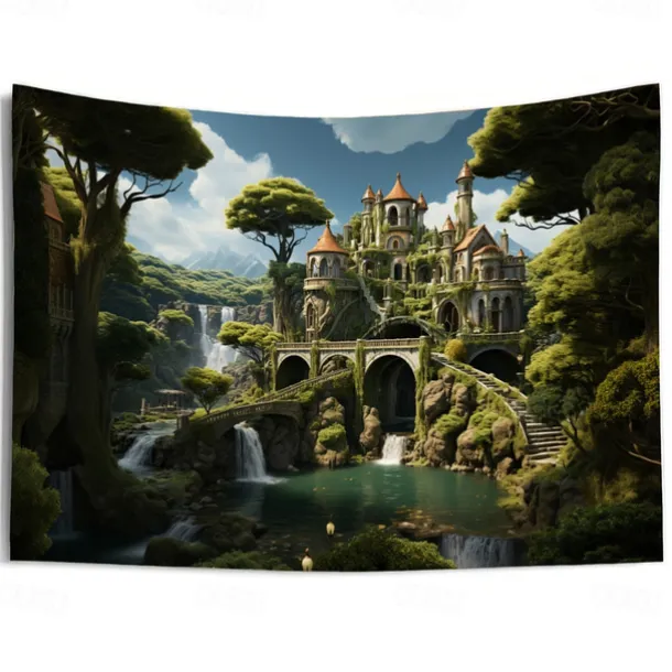 Fantasy Broken Castles Hanging Tapestry Wall Art Large Tapestry Mural Decor Photograph Backdrop Blanket Curtain Home Bedroom Living Room Decoration