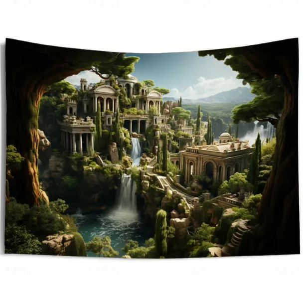 Fantasy Broken Castles Hanging Tapestry Wall Art Large Tapestry Mural Decor Photograph Backdrop Blanket Curtain Home Bedroom Living Room Decoration