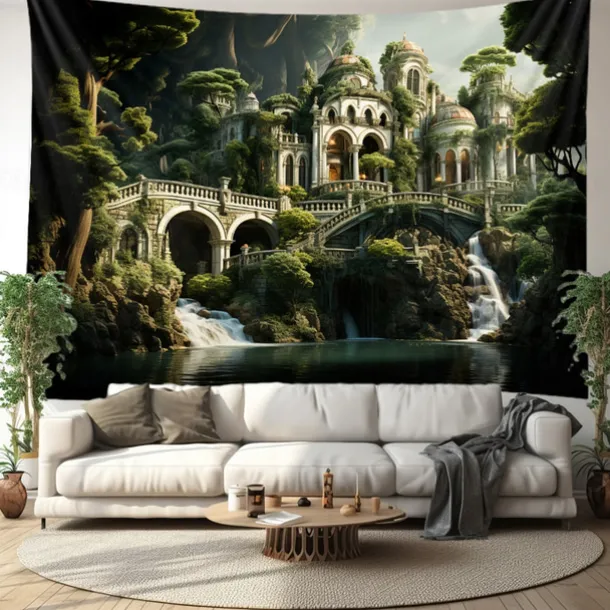 Fantasy Broken Castles Hanging Tapestry Wall Art Large Tapestry Mural Decor Photograph Backdrop Blanket Curtain Home Bedroom Living Room Decoration