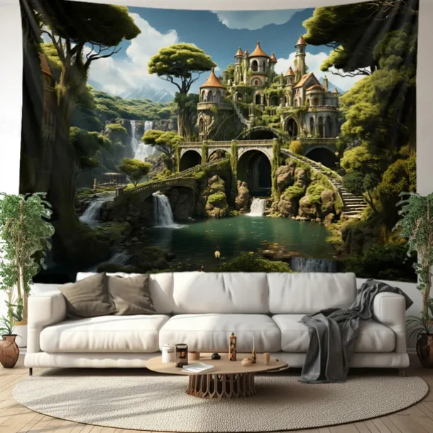 Fantasy Broken Castles Hanging Tapestry Wall Art Large Tapestry Mural Decor Photograph Backdrop Blanket Curtain Home Bedroom Living Room Decoration