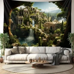 Fantasy Broken Castles Hanging Tapestry Wall Art Large Tapestry Mural Decor Photograph Backdrop Blanket Curtain Home Bedroom Living Room Decoration