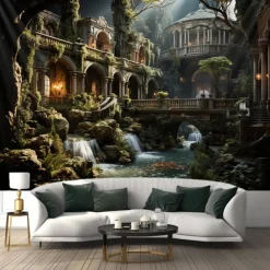 Fantasy Broken Castles Hanging Tapestry Wall Art Large Tapestry Mural Decor Photograph Backdrop Blanket Curtain Home Bedroom Living Room Decoration