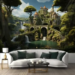 Fantasy Broken Castles Hanging Tapestry Wall Art Large Tapestry Mural Decor Photograph Backdrop Blanket Curtain Home Bedroom Living Room Decoration