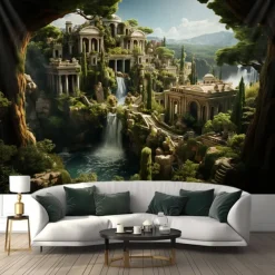 Fantasy Broken Castles Hanging Tapestry Wall Art Large Tapestry Mural Decor Photograph Backdrop Blanket Curtain Home Bedroom Living Room Decoration