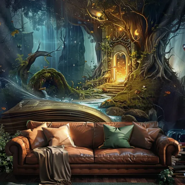 Fantasy Dream Tree House Hanging Tapestry Wall Art Large Tapestry Mural Decor Photograph Backdrop Blanket Curtain Home Bedroom Living Room Decoration