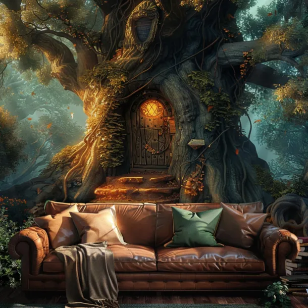 Fantasy Dream Tree House Hanging Tapestry Wall Art Large Tapestry Mural Decor Photograph Backdrop Blanket Curtain Home Bedroom Living Room Decoration