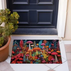 Fantasy Mushroom Doormat Floor Mats Washable Rugs Kitchen Mat Quilting Art Non-Slip Oil Proof Rug Indoor Outdoor Mat Bedroom Decor Bathroom Mat Entrance Rug