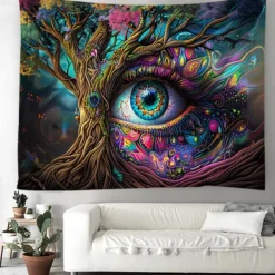 Fantasy Trippy Eye Graffiti Hanging Tapestry Wall Art Large Tapestry Mural Decor Photograph Backdrop Blanket Curtain Home Bedroom Living Room Decoration