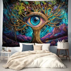 Fantasy Trippy Eye Graffiti Hanging Tapestry Wall Art Large Tapestry Mural Decor Photograph Backdrop Blanket Curtain Home Bedroom Living Room Decoration