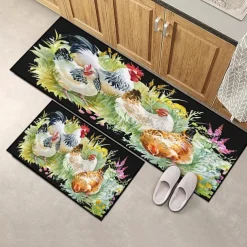 Farmhouse Chicken Area Rug Kitchen Mat Non-Slip Oil Proof Floor Mat Livingroom Rug Indoor Outdoor Mat Bedroom Decor Bathroom Mat Entrance Rug Door Mat