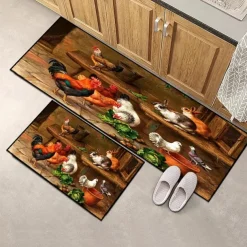 Farmhouse Chicken Area Rug Kitchen Mat Non-Slip Oil Proof Floor Mat Livingroom Rug Indoor Outdoor Mat Bedroom Decor Bathroom Mat Entrance Rug Door Mat