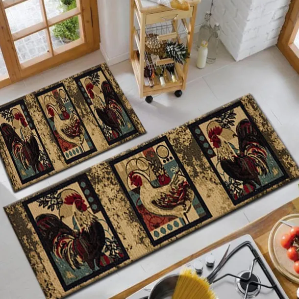 Farmhouse Chicken Area Rug Kitchen Mat Non-Slip Oil Proof Floor Mat Livingroom Rug Indoor Outdoor Mat Bedroom Decor Bathroom Mat Entrance Rug Door Mat