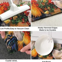 Farmhouse Chicken Area Rug Kitchen Mat Non-Slip Oil Proof Floor Mat Livingroom Rug Indoor Outdoor Mat Bedroom Decor Bathroom Mat Entrance Rug Door Mat