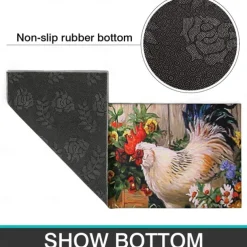 Farmhouse Chicken Area Rug Kitchen Mat Non-Slip Oil Proof Floor Mat Livingroom Rug Indoor Outdoor Mat Bedroom Decor Bathroom Mat Entrance Rug Door Mat