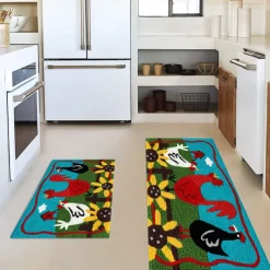 Farmhouse Chicken Area Rug Kitchen Mat Non-Slip Oil Proof Floor Mat Livingroom Rug Indoor Outdoor Mat Bedroom Decor Bathroom Mat Entrance Rug Door Mat