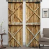 Farmhouse Curtain 2 Panels，Barn Wood Door Curtain Drapes For Living Room Bedroom,Grommet/Eyelet Curtain for Kitchen Door Window Treatments Room Darkening