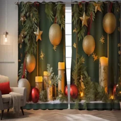 Farmhouse Curtain 2 Panels，Barn Wood Door Curtain Drapes For Living Room Bedroom,Grommet/Eyelet Curtain for Kitchen Door Window Treatments Room Darkening