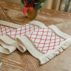Farmhouse Table Runner Vintage Table Runner Cotton Linen Table Decorations for Dining Party Holiday