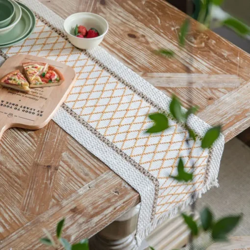 Farmhouse Table Runner Vintage Table Runner Cotton Linen Table Decorations for Dining Party Holiday