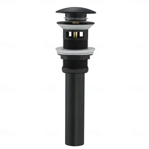 Faucet Accessories-Pop Up Drain With Overflow Brass Bathroom Basin Sink Push Down Waste Matte Black Painted Finished