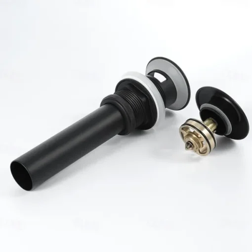 Faucet Accessories-Pop Up Drain With Overflow Brass Bathroom Basin Sink Push Down Waste Matte Black Painted Finished