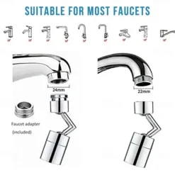 Faucet Extender Aerator 720° Swivel, Universal Splash Kitchen Tap Filter Bathroom Basin Faucet Spray Head Washroom, Water Saving Nozzle Sprayer Attachment