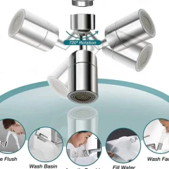 Faucet Extender Aerator 720° Swivel, Universal Splash Kitchen Tap Filter Bathroom Basin Faucet Spray Head Washroom, Water Saving Nozzle Sprayer Attachment