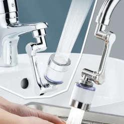 Faucet Extender Mechanical Arm 1080° Water Aerator Nozzle Bubbler for Bathroom Kitchen, Universal Tap Extend Head Sprayer Filter Spout Adapter Attachment Fittings Accessories