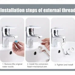 Faucet Extender Mechanical Arm 1080° Water Aerator Nozzle Bubbler for Bathroom Kitchen, Universal Tap Extend Head Sprayer Filter Spout Adapter Attachment Fittings Accessories