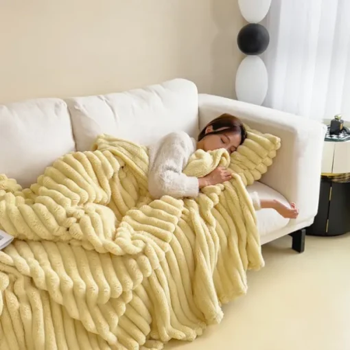 Faux Rabbit Throw Blanket Cozy Throw Blanket Throw Blanket Sherpa Backing Warm and Cozy Throw Decorative for Bedroom Sofa Floor Ghores