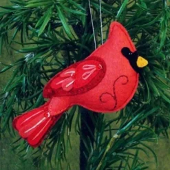 Felt Bird Ornament, 3D Simulation Bird Memorial Handcrafts Ornaments Handmade Plush Tree Wall Decorations Red Bird Gifts Hanging Ornaments
