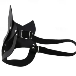 Feminine Sexy Half Face Fox Role-playing Cat Skin Mask Rivet Punk Collar Halloween Party Makeup Ball Fancy Mask PU Skin Fox Mask Nightclub Party Makeup Ball Men And Women Mask Eye Mask Fun