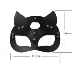 Feminine Sexy Half Face Fox Role-playing Cat Skin Mask Rivet Punk Collar Halloween Party Makeup Ball Fancy Mask PU Skin Fox Mask Nightclub Party Makeup Ball Men And Women Mask Eye Mask Fun