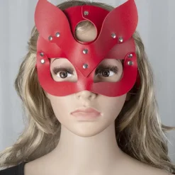 Feminine Sexy Half Face Fox Role-playing Cat Skin Mask Rivet Punk Collar Halloween Party Makeup Ball Fancy Mask PU Skin Fox Mask Nightclub Party Makeup Ball Men And Women Mask Eye Mask Fun