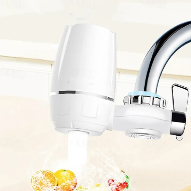 Filter Water Purifier with Kitchen Faucet,White Large Volume Tap Water Filtration System Removes Lead, Fluoride and Chlorine - Fits Standard Faucets (1 Filter Included)