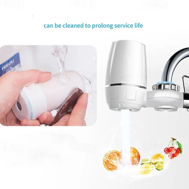 Filter Water Purifier with Kitchen Faucet,White Large Volume Tap Water Filtration System Removes Lead, Fluoride and Chlorine - Fits Standard Faucets (1 Filter Included)