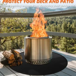 Fire Pit Mat for Solo Stove Bonfire, Double-Sided Fireproof Under Grill Mat Deck Patio Protector Mat, Round Fire Pit BBQ Mat for Solo Stove Accessories, Easy to Clean, Reusable