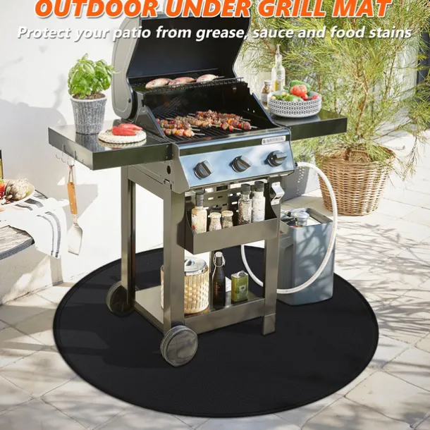 Fire Pit Mat for Solo Stove Bonfire, Double-Sided Fireproof Under Grill Mat Deck Patio Protector Mat, Round Fire Pit BBQ Mat for Solo Stove Accessories, Easy to Clean, Reusable