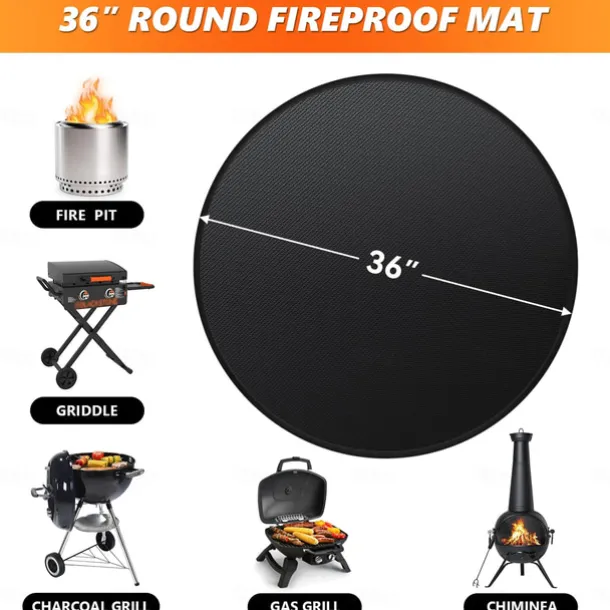 Fire Pit Mat for Solo Stove Bonfire, Double-Sided Fireproof Under Grill Mat Deck Patio Protector Mat, Round Fire Pit BBQ Mat for Solo Stove Accessories, Easy to Clean, Reusable