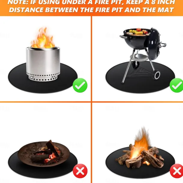 Fire Pit Mat for Solo Stove Bonfire, Double-Sided Fireproof Under Grill Mat Deck Patio Protector Mat, Round Fire Pit BBQ Mat for Solo Stove Accessories, Easy to Clean, Reusable